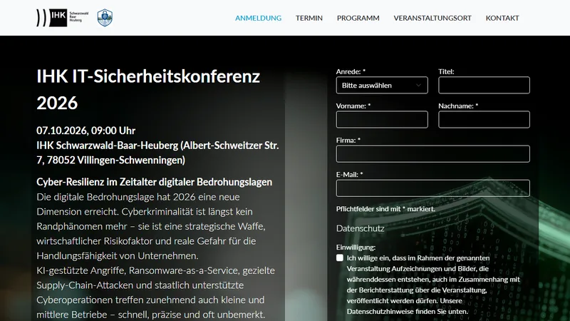 Vorschau: IHK IT-Sicherheitskonferenz 2026 (KI/Deepfakes)