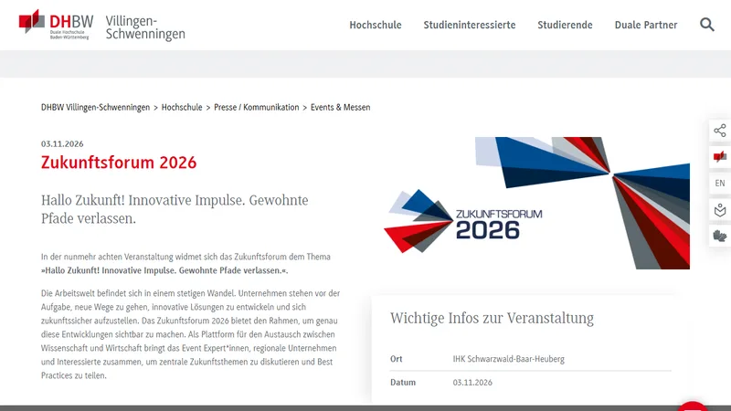 Vorschau: Zukunftsforum 2026 (KI in der Arbeitswelt)